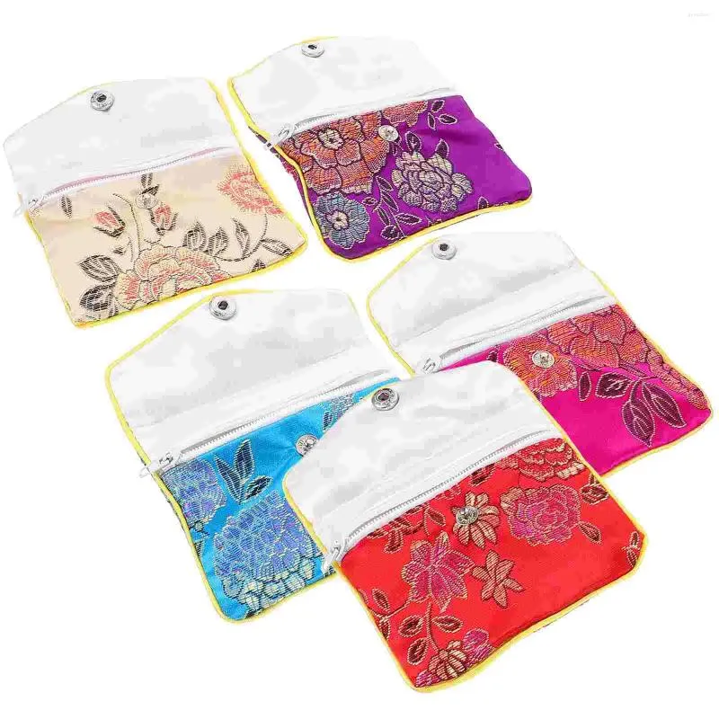 Sacos de armazenamento 10 pcs brocado bordado snap-estilo saco de jóias jewlery pulseira bolsa colar sachet bolsas de viagem pequeno para