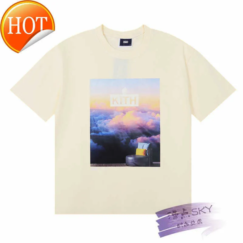 Winkel Exclusief Sky Cloud Sea Print Los casual heren- en dames-T-shirt met korte mouwen Zomer