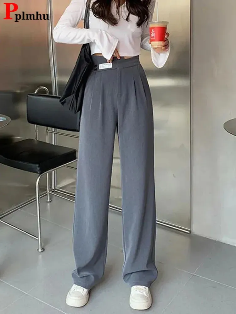 Women's Wide Leg Pants Korean Casual High Wait Suit Pantalones Loose Streetwear Straight Trousers Office Sweatpants Spodnie 240129