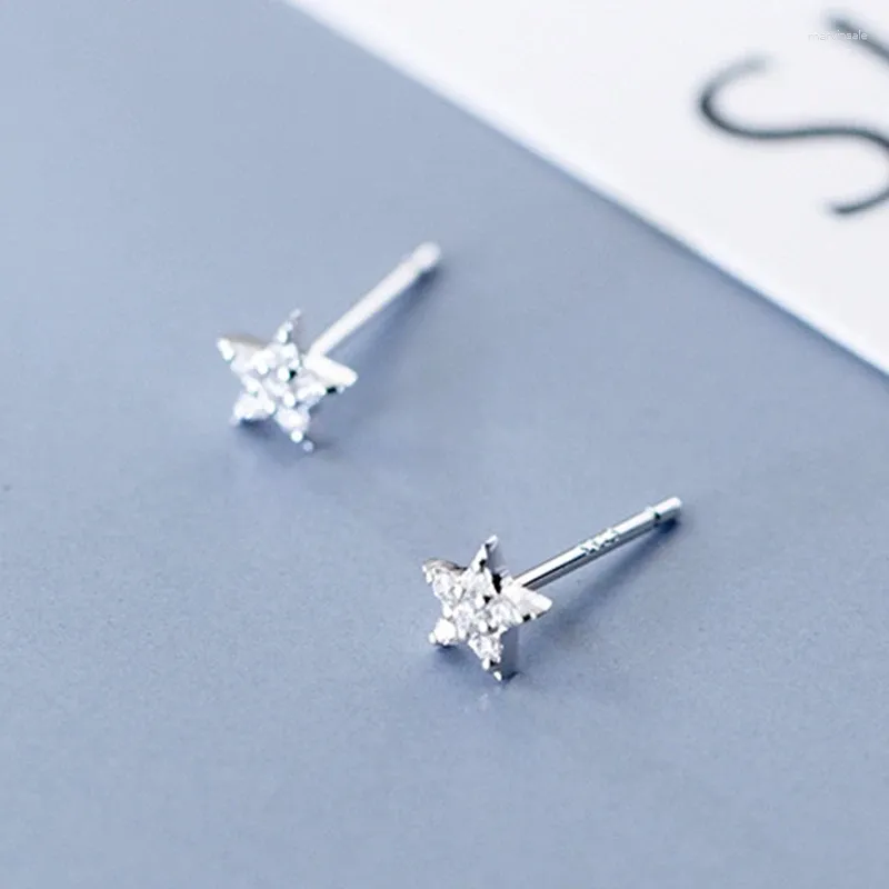 Studörhängen Real 925 Sterling Silver Tiny Star for Girls Teens Simple Fine Birthday Jewelry Party Present Prevent Allergy