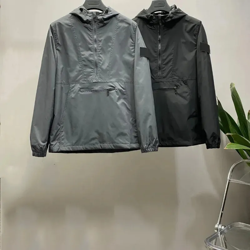 سترة مقاومة للماء للرجال والنساء المقاوم للسترن الرجال الحجر وظيفة pullover نصف zip hardshell سترة الغلاف مقنع 240122