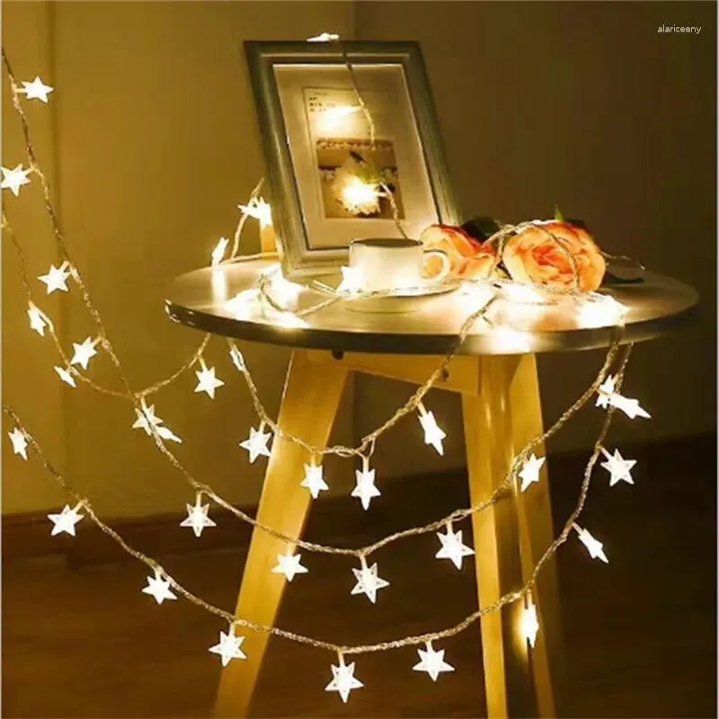 Stringhe 1M 2M LED Star String Lights Fata Natale Decorazione di nozze Batteria AA Scintillio all'aperto