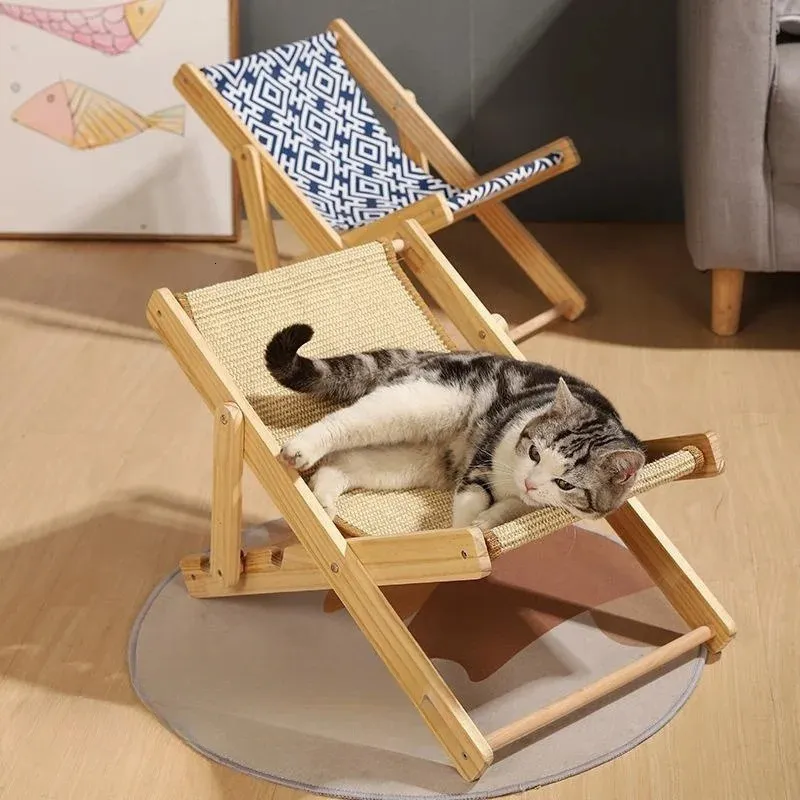 Cadeira de gato pet sisal cama ajustável reclinável portátil filhote de cachorro dormir ninho casa conforto nestapply para 10kg gato cão suprimentos 240131