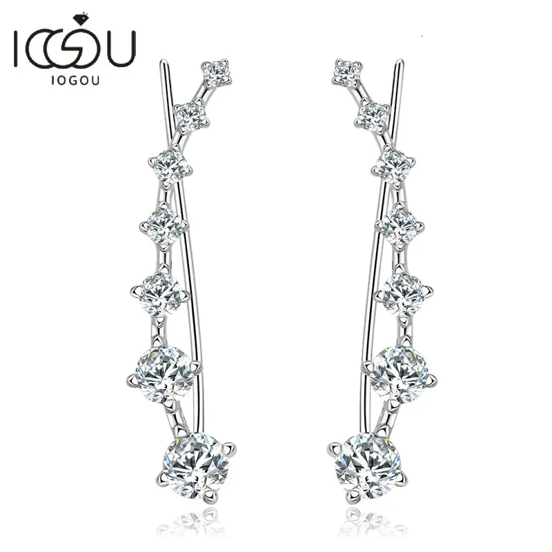 All D Earrings Crawler Climber For Women 7 Star Ear Cuffs Silver 925 Black/ White Diamond Wedding Jewelry Luxury Gift 240131