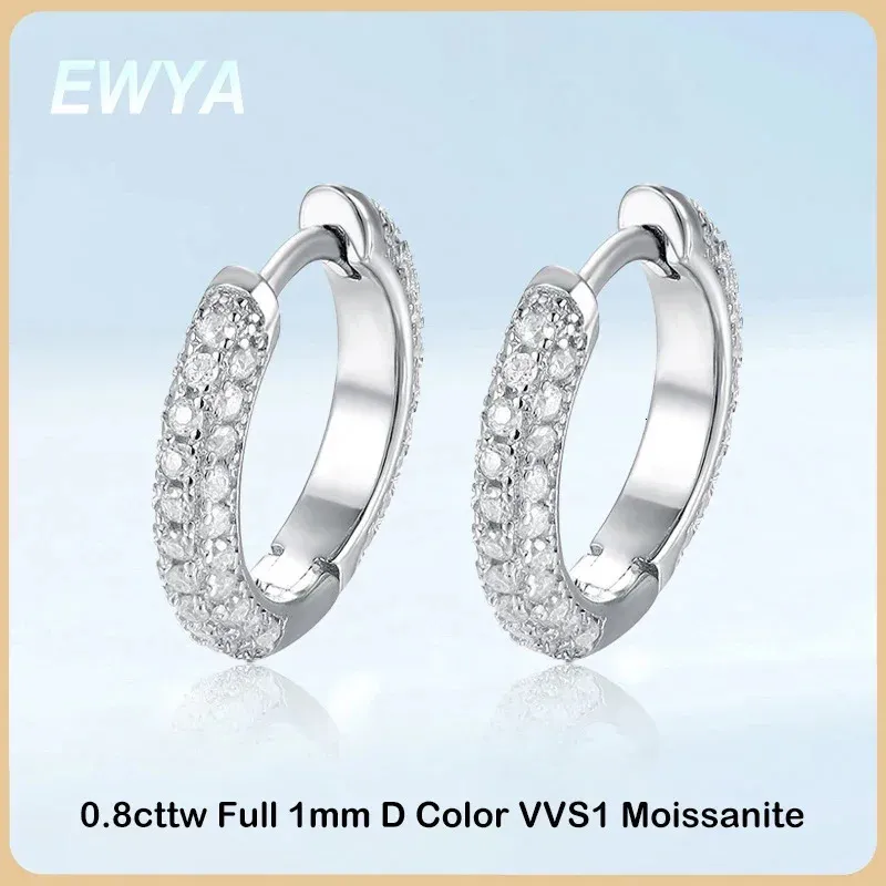 EWYA – boucles d'oreilles de luxe en argent Sterling S925 pour femmes, bijoux fins de fête, couleur D, 0,8 cttw, 1mm, 240131