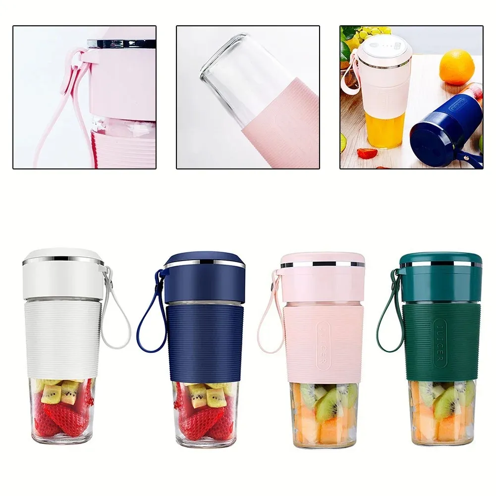 Portable Juicer USB Rechargeable Wireless Mini Smoothie Blender Mixer Fruit Juice Maker Electric Juicer Machine Food Glass Cup