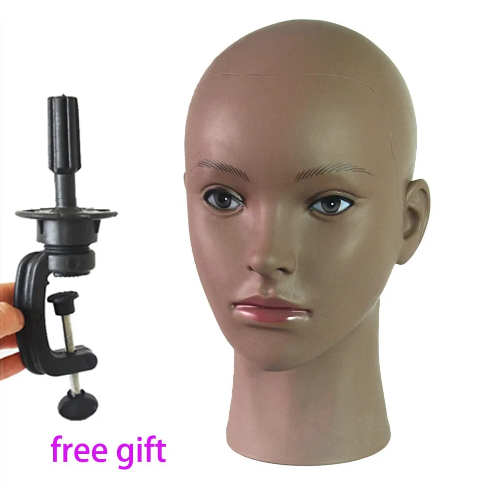 African Mannequin Head Without Hair For Making Wig Hat Display Cosmetology Manikin Head Female Dolls Bald Training Head 240118