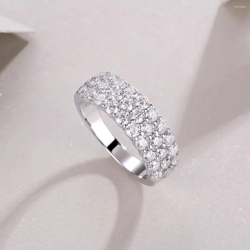 クラスターリングlysyeジュエリー1ct moissanite ling for women engegion'sバレンタインデープレゼントホワイトダイヤモンドウェディングバンド