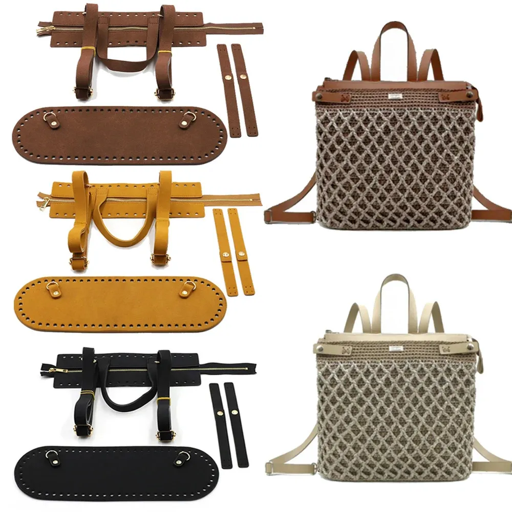 6PCS/Set DIY Handmade Bag Set Accessories Parts Bags Bottom Lock Zipper Shoulder Bag Strap Hangbag Backpack For Women 240119