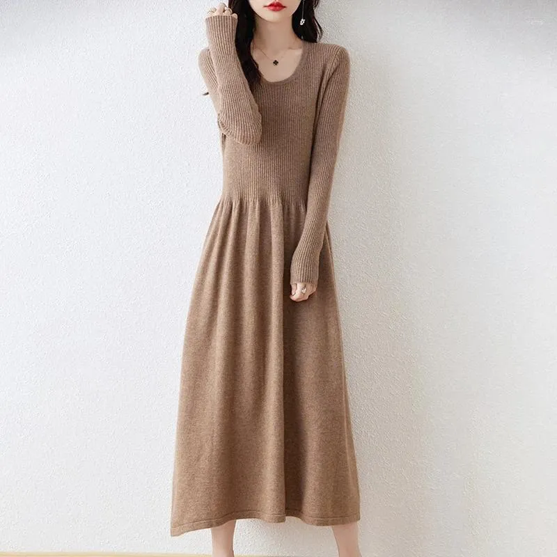 Casual Dresses Winter Cashmere For Women Wool Knitted Clothing Long Style 5Colors Female Jumpers Arrival 2024 SY01