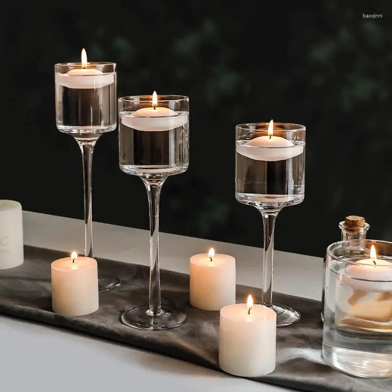 Świece 3PCS Zestaw szklany Uchwyt Tealight na domowy stół