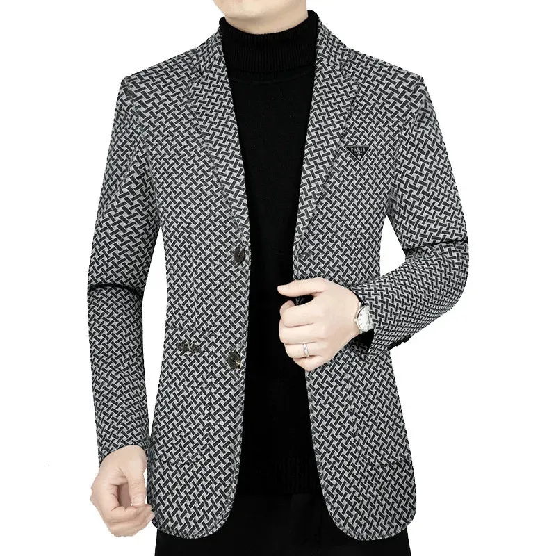 Homens de negócios casuais blazers jaquetas masculino ternos xadrez casacos alta qualidade homem primavera fino tamanho 4xl 240125