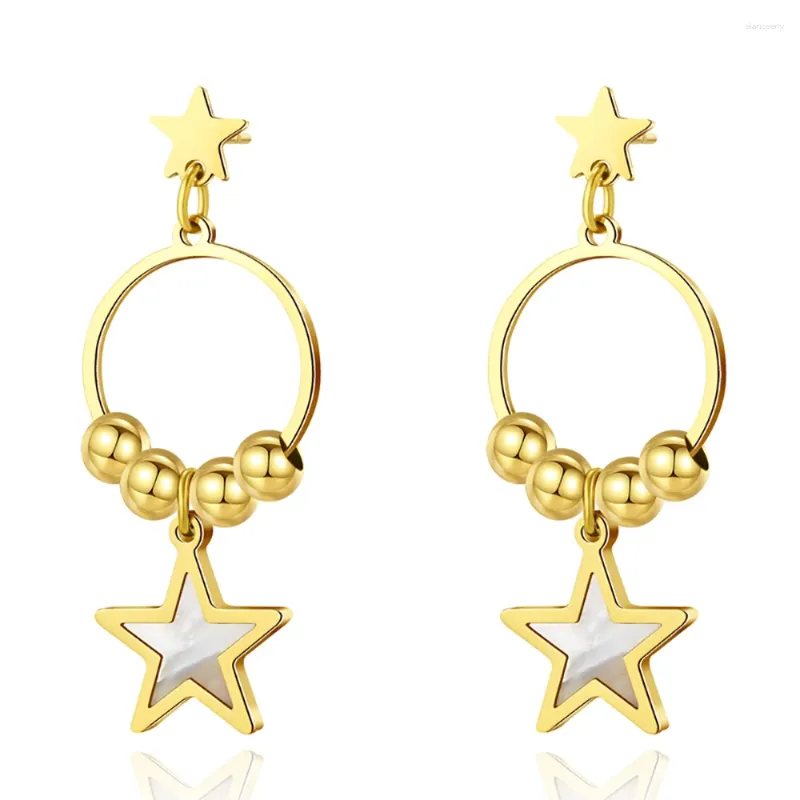 Dangle Brincos SELVAGEM LIVRE Moda Banhado A Ouro Aço Inoxidável Estrela Pingente Gota Para Mulheres Vintage Charme Declaração Jóias