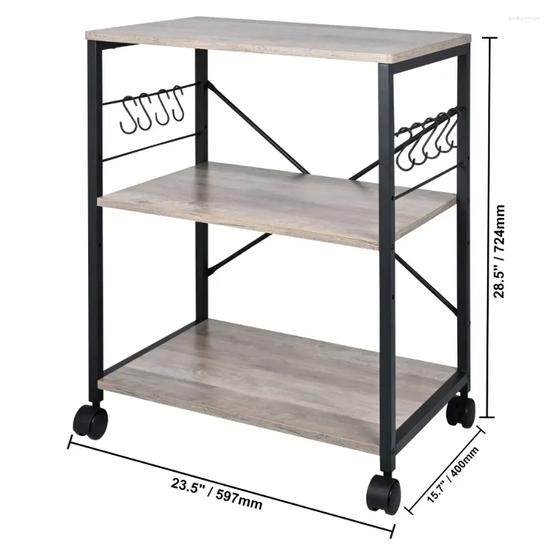 Küchenaufbewahrung, 3-stufiges Bäckerregal mit Schrank, Mikrowellenherd, Ständer, einfache Installation und Wartung