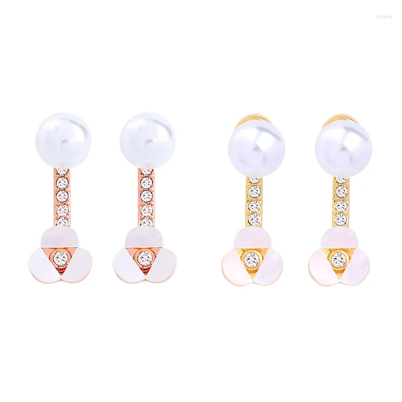 Stud Earrings Bulk Price 2 Colors Glass Pearl Shell Crystal Fashion Cute Women High Quality Jewelry Accessories
