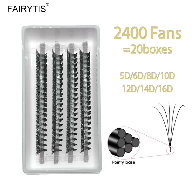 Fairytis 2400 fãs ponto base pré-fabricados cílios 5d 6d 8d 10d 12d 14d 16d falso vison russo volume cílios suprimentos 240130