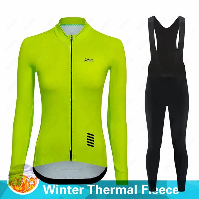 2023 Winter Thermal Fleece Women Long Sleeve Cycling Jersey Sets Mountian Bicycle Clothes Wear Ropa Ciclismo Racing Bike Set 240131