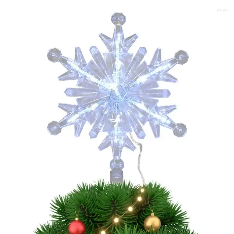Christmas Decorations Tree Topper Lighted With White Snowflake Projector LED Glitter For