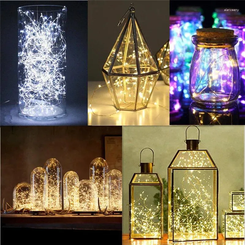 Cordas 2M 20 LED Fio de Cobre Fada Garland Lâmpada Luzes de Natal Casamento Casa Decoração de Festa Alimentada por Bateria CR2032