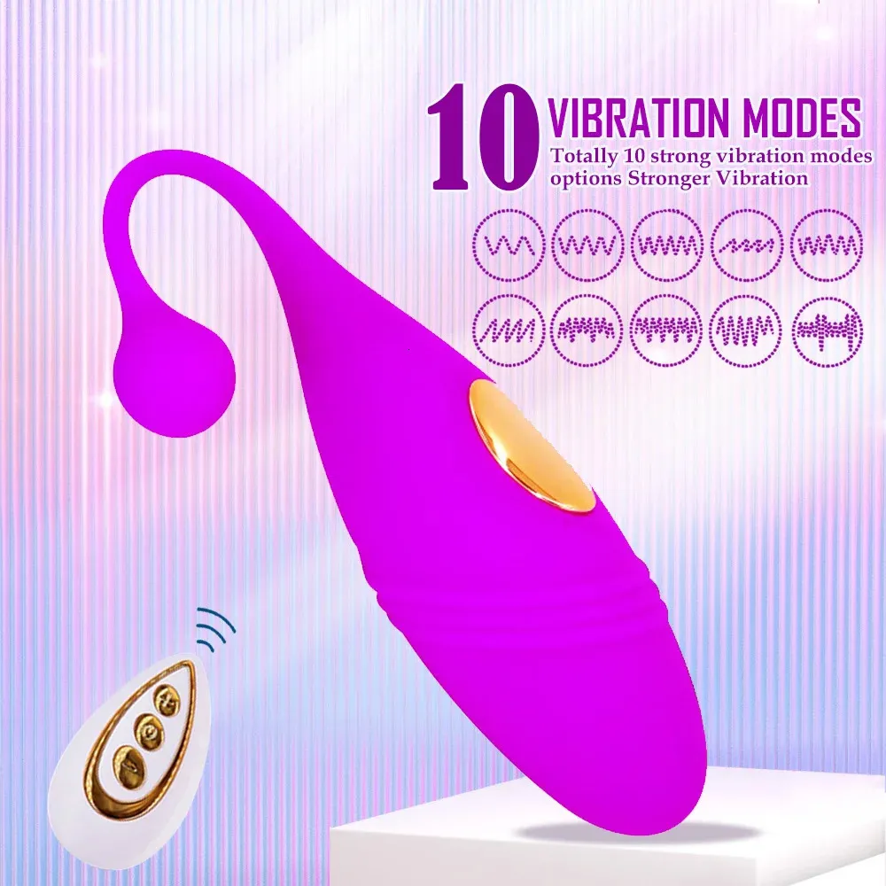 Oeuf vibrant télécommandé 10 modes de chargement USB Silicone Anus Gspot stimuler les jouets sexuels pour adultes pour hommes et femmes Plug anal 240202