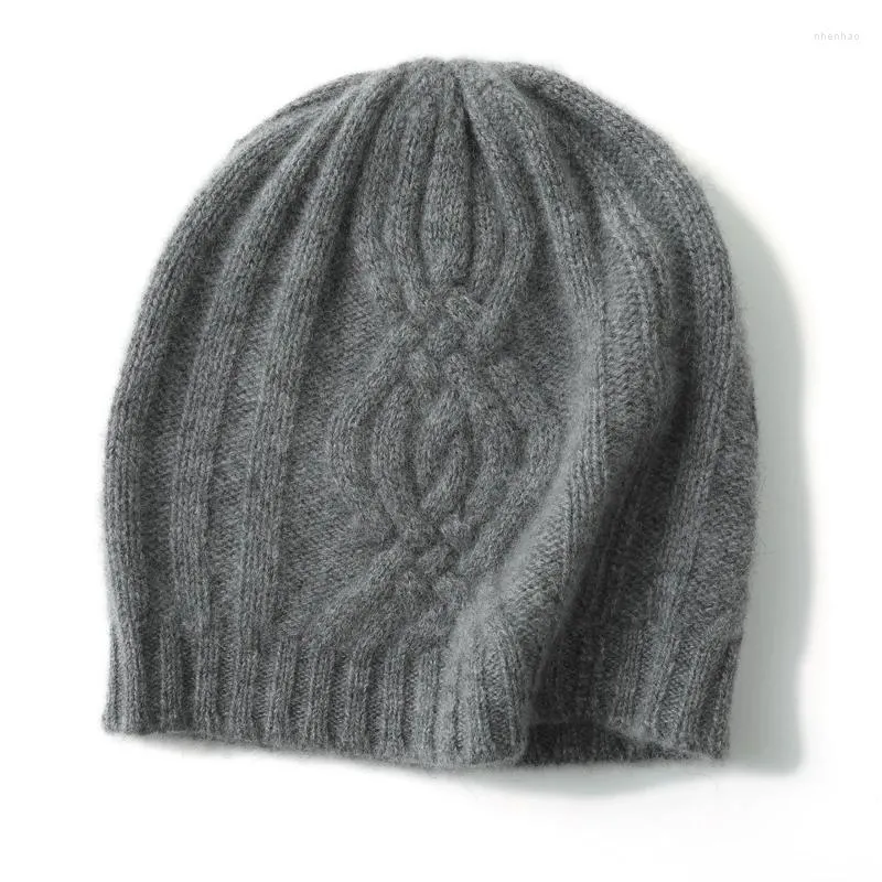 Berets Chinese Knot Hat! Pure Cashmere Hat Thick Men' Women's Leisure Winter Warm Knitted Woolen