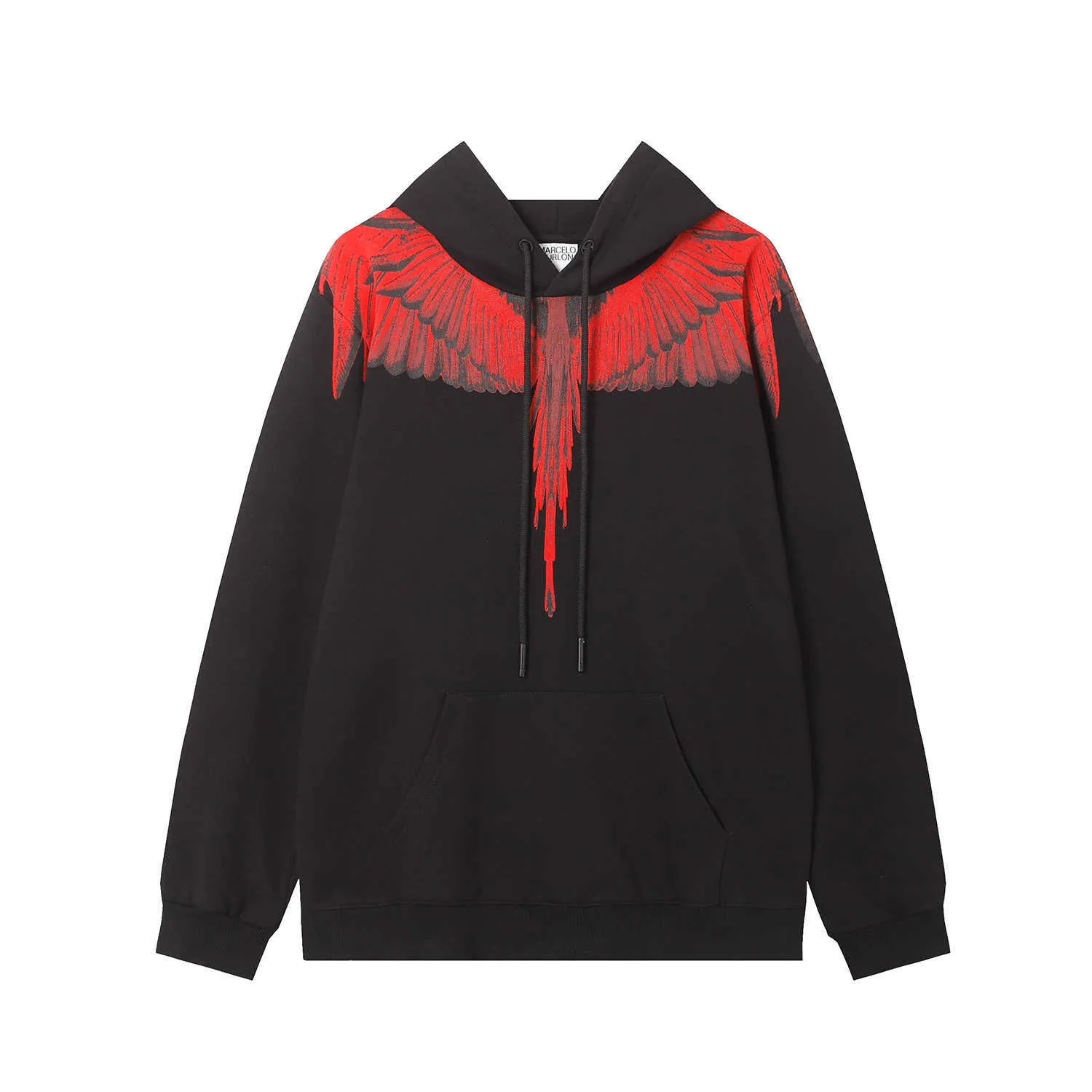 Sweats à capuche pour hommes MB designer Sweat à capuche pour femme Sweatshirts 2024 Automne / Hiver Nouveau MB New Wings Plume rouge et noire imprimé Sweat à capuche en pur coton pour hommes et femmes