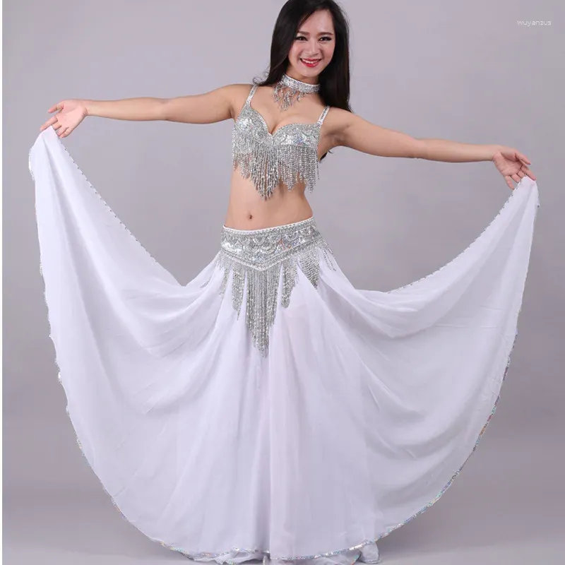 STAGE Wear Belly Dance Costume Set Professional Arabe for Women Tassel Bra Brest Belt Long Jirt Performance Rave tenue