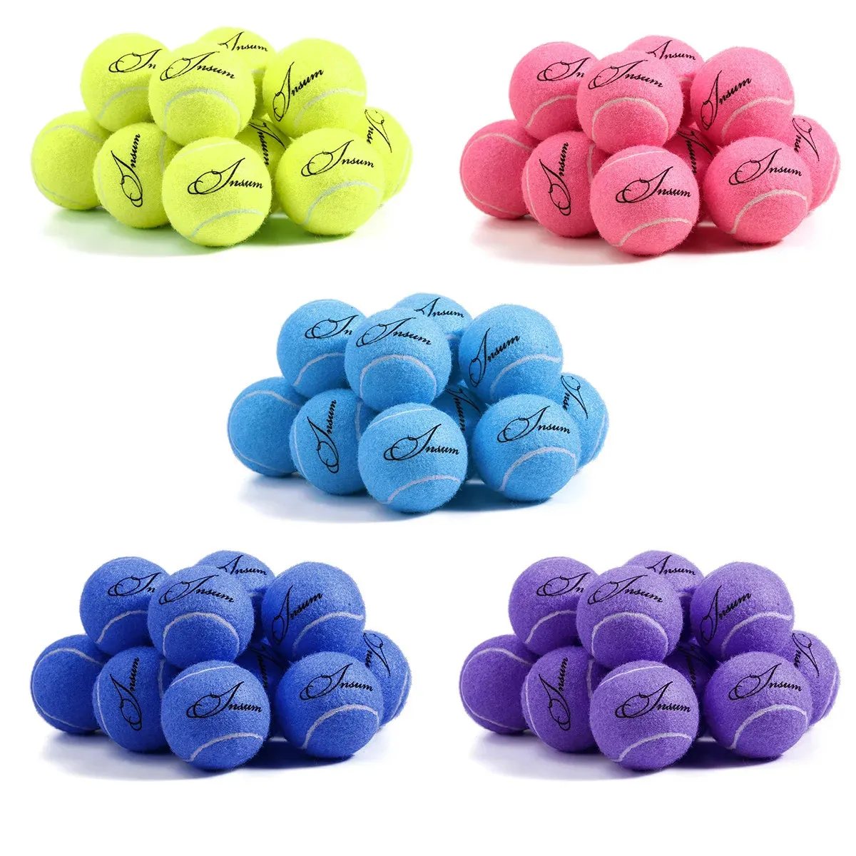 Tennis Balls 12pcs Mesh Bag High Quality 5 Colors Durable Bounce control Ball for Beginner Pressureless Training 240202