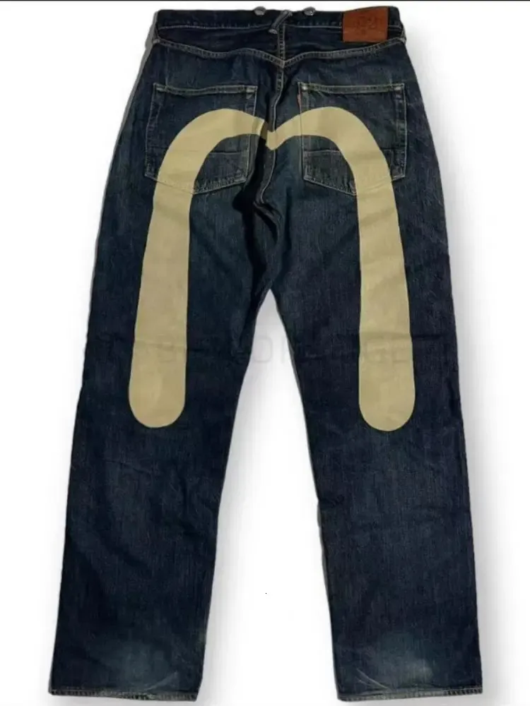 Vintage lavado impresso jeans para homens perna larga jeans high street roupas masculinas y2k estilo solto calças de algodão streetwear 240126