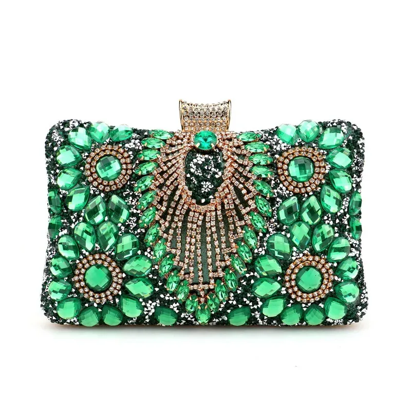 Groen Kwastje Vrouwen Avondtassen Diamanten Kleine Dag Clutch Luxe Keten Schouder Handtassen Voor Party Houder Portemonnee 240119