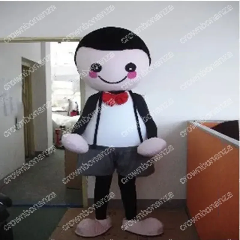 Performance Suspender Boy Mascot Costumes Halloween Cartoon Character Outfit Suit Xmas Outdoor Party Outfit Unisex Promotional Advertising Clothings