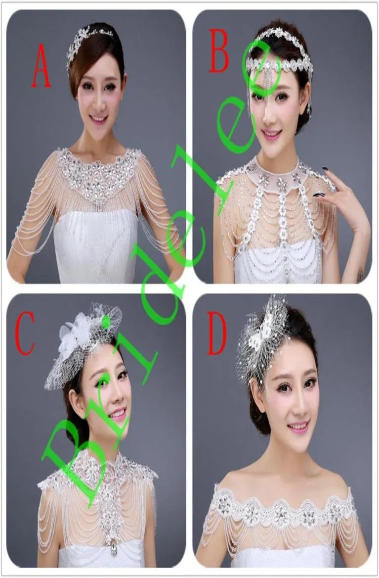 4 Style Luxurious Crystal Rhinestone Jewelry Wedding Bridal Wraps White Lace Wedding Shawl Jacket Wedding Decoration 2020 New Arri7751194