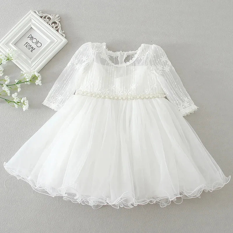 Robe de baptême en dentelle blanche pour bébé fille, vêtements de princesse pour fête d'anniversaire et mariage, 024M, 240131