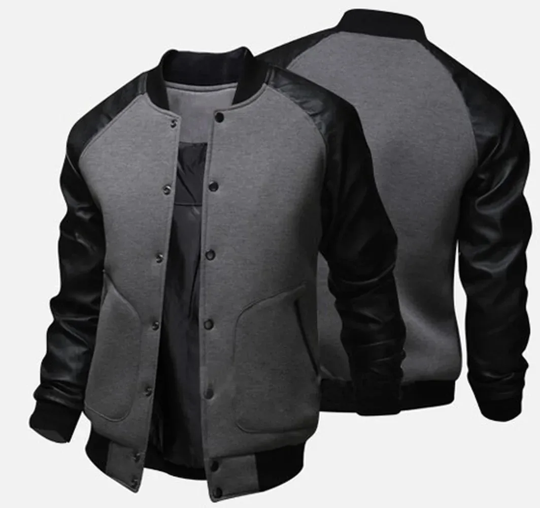 2024mens Buttonup Crewneck Jacket tröja Mens Casual Korean Style Midlength Men Clothing Leather Coats 240130