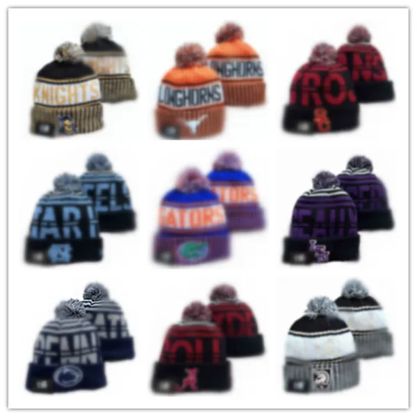 Georgia bulldogs stickade mössor ull varm sport randig sidelino usa college manschetter pom beanie hattar män kvinnor ncaa bonnet beanies skalle hatt sömnad