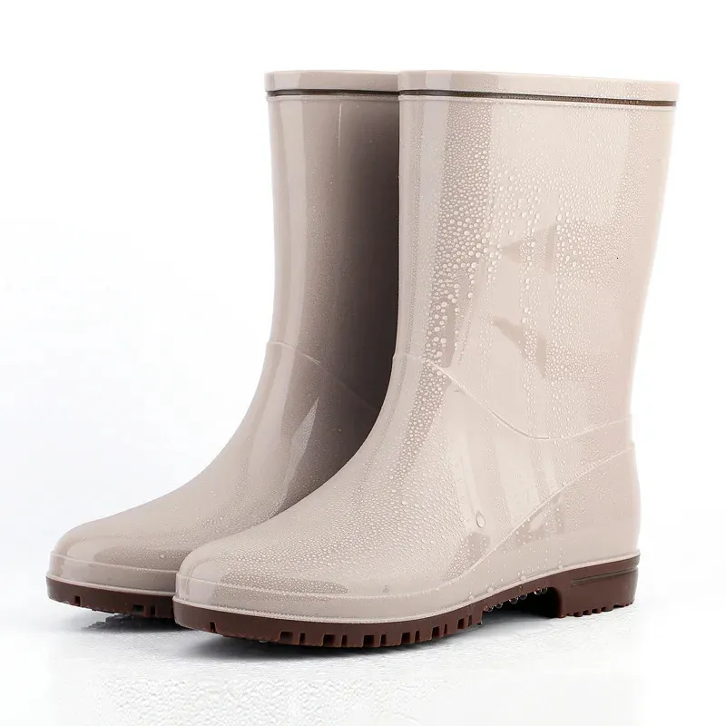 Asian Style Tube Womens Non-slip Rain Boots PVC Glossy Stroke Fashion Waterproof Rain Boots Fashion Water Boots 240130