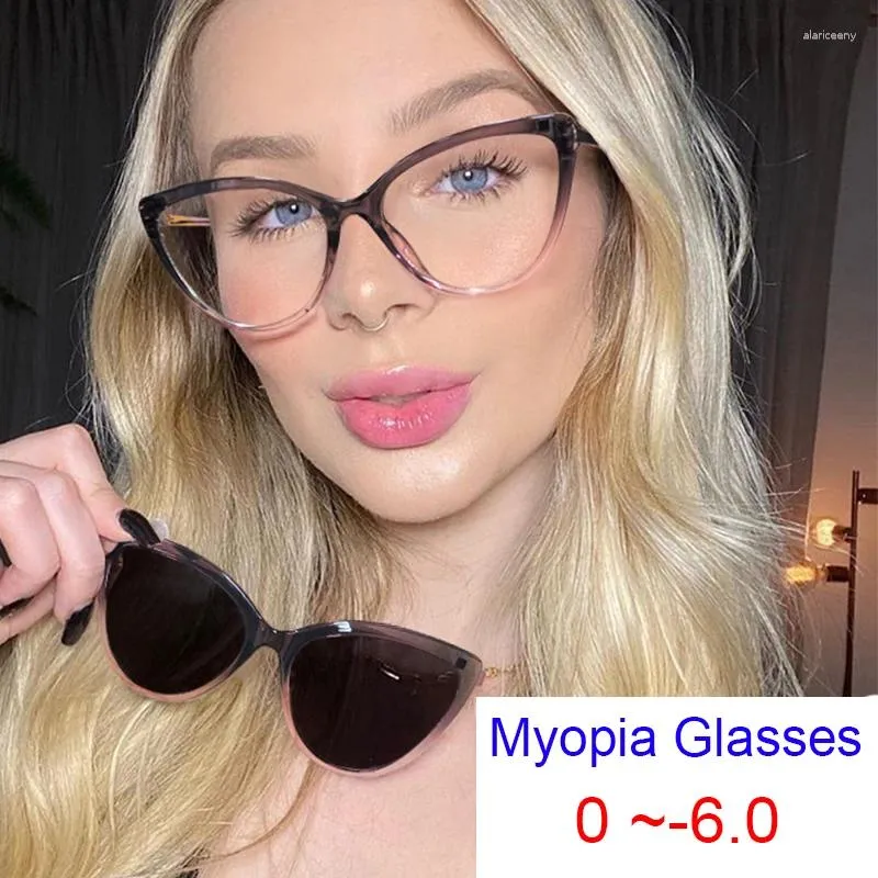 Sonnenbrille Magnet Clip auf Myopie Brille Frauen Mode polarisiert für kurzsichtige optische Cat Eye Anti blaues Licht -1,5 -2