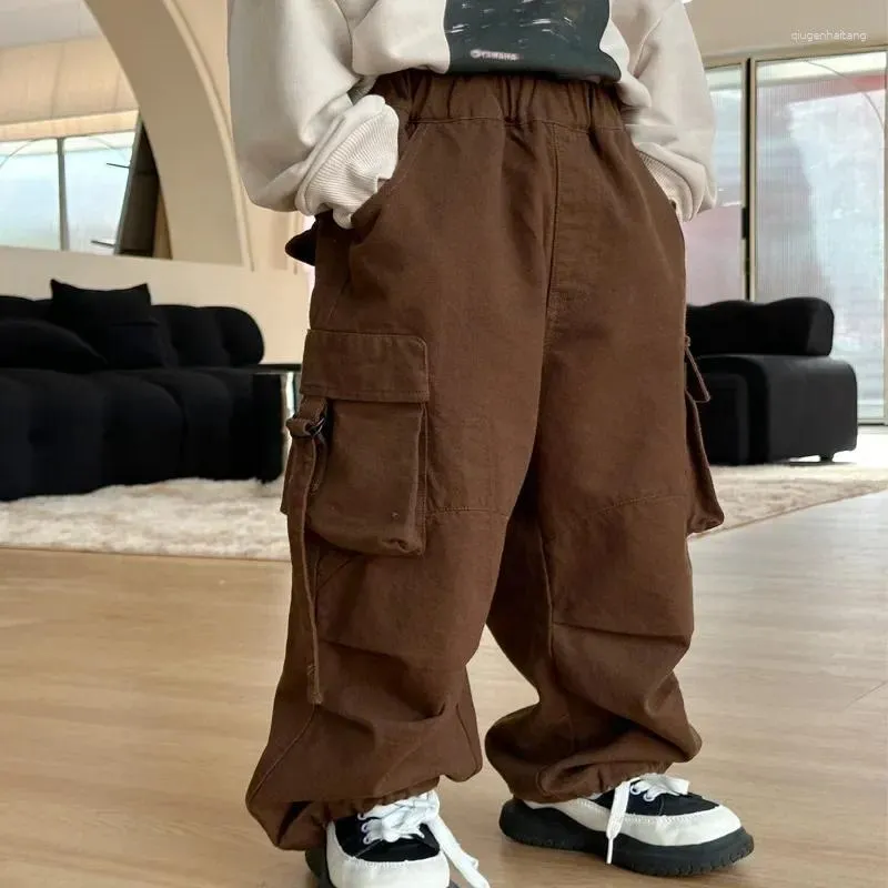 Trousers Boys Cargo Pants Autumn Three-dimensional Bag Drawstring Casual Kids Sport Children Clothes 1-11Year