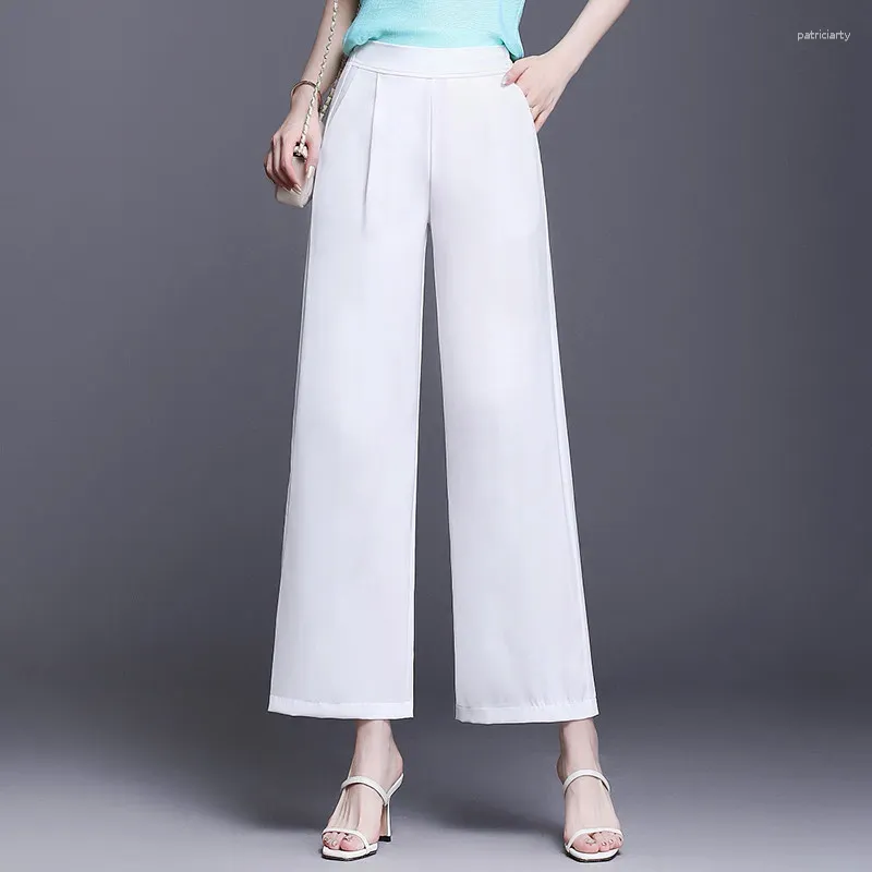 Women's Pants Korea Micro Flared Trousers High Waist AutumnThin Straight Tube Looks Thin Sagging Versatile White Wide Leg 5XL