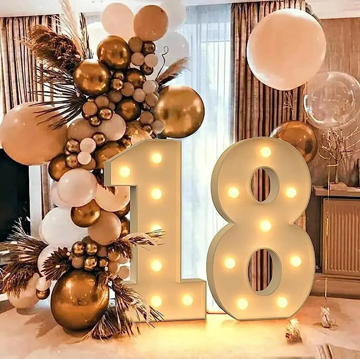 Scatola di riempimento per palloncini con numeri giganti da 91,5 cm Cornice per palloncini di compleanno Luce calda Festa di compleanno per bambini Decorazioni per anniversario di matrimonio 240124