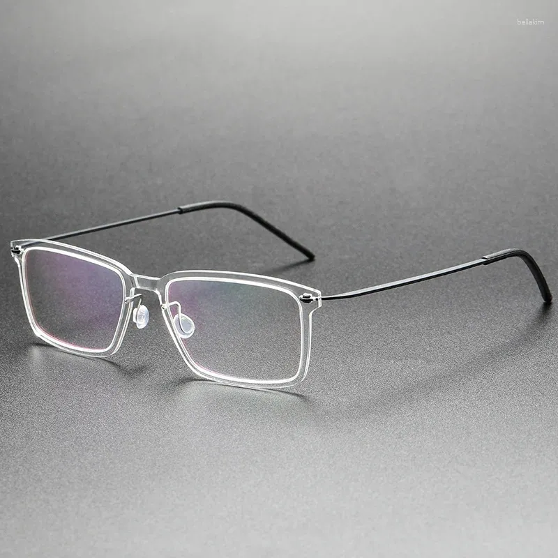 Gafas de sol Marcos Dinamarca Diseñador óptico Anteojos 6528 Gafas cuadradas Marco Hombres Sin tornillos Ultraligero Miopía Prescripción Titanio