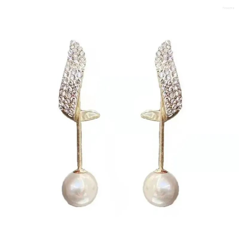 Orecchini pendenti in cristallo con nappa e tendenza, orecchini pendenti, gioielli da sposa, perle classiche lunghe