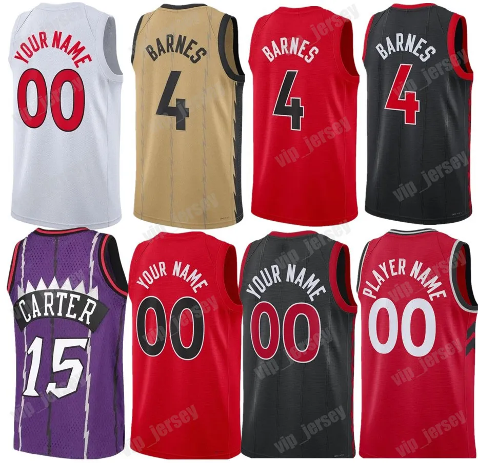 Custom Scottie Barnes Basketball Jerseys RJ Barrett Immanuel Quickley Pascal Siakam Dennis Schroder Dick Tracy McGrady Vince Carter Retro Jersey Men