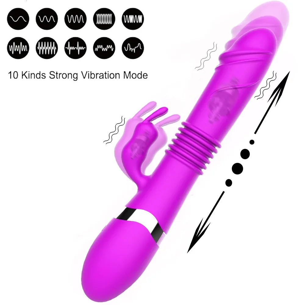 Wtrącanie wibratora królika G Spot łechtaczki do ładowania realistyczne silikonowe dildo Rose Sex Toys for Women 240130