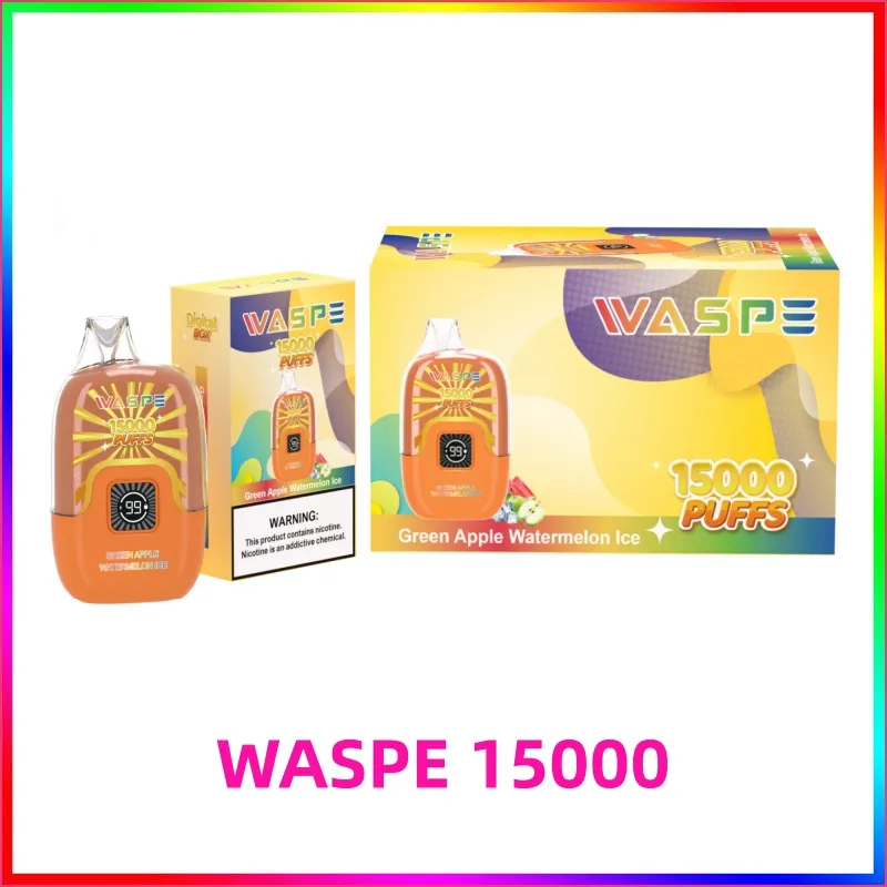 Original WASPE 15000 Puff 15K Puffs Cigarros eletrônicos descartáveis 24ml Pod pré-preenchido com bateria recarregável de 850 mah 0% 2% 3% 5% 10 sabores WASPE DIGITAL BANG 15000 bang box