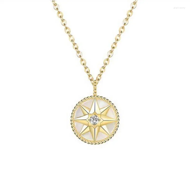 Pendentif Colliers Rose des Vents Compass Fashion Collier Boucles d'oreilles Ensemble pour femmes Plaqué or avec pierre précieuse naturelle # FK037