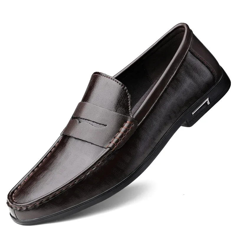 Herren-Schuhe aus echtem Leder, legere Slipper, atmungsaktiv, für Büro, formelle Designer-Schuhe, zum Fahren, Übergröße 38, 240202