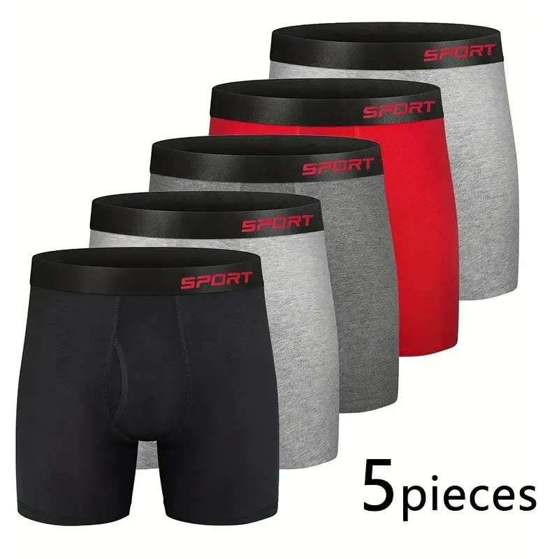 5 peças dos homens esportes boxers cuecas letras banda larga multicolorido m l xl respirável ventilar moda fitness 240130