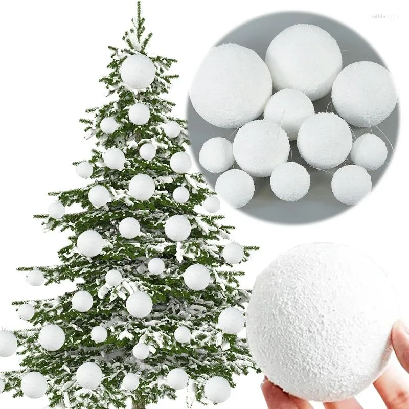 Party Decoration 4-10cm White Foam Christmas Balls Ornaments Xmas Tree Hanging Pendants For Home 2024 Year Navidad Gifts