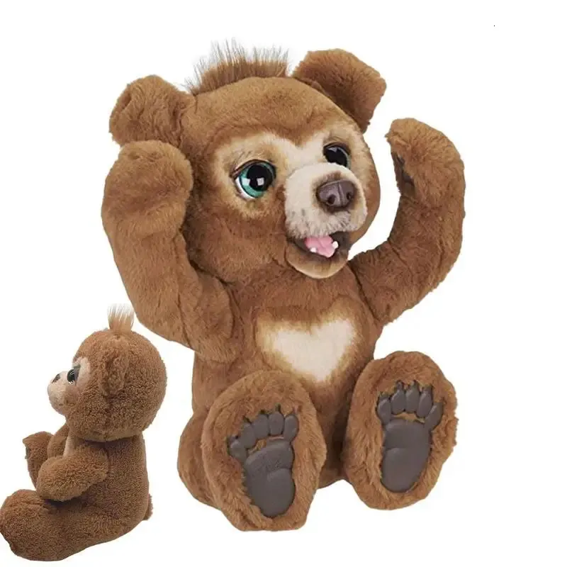 Doux curieux ours animaux poupée enfants jouet mignon ours avec son en peluche cadeau de noël Kawaii jouets électriques jouets d'apprentissage enfants jouets 240118